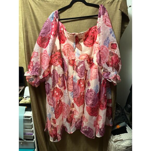 NWT Jessakae Womans Polly Mini Babydoll Dress Rose Florals Size 6X - Picture 5 of 7